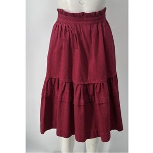 Kenzo Pink/Black Striped Cotton Tiered Knee-Length Skirt sz 38